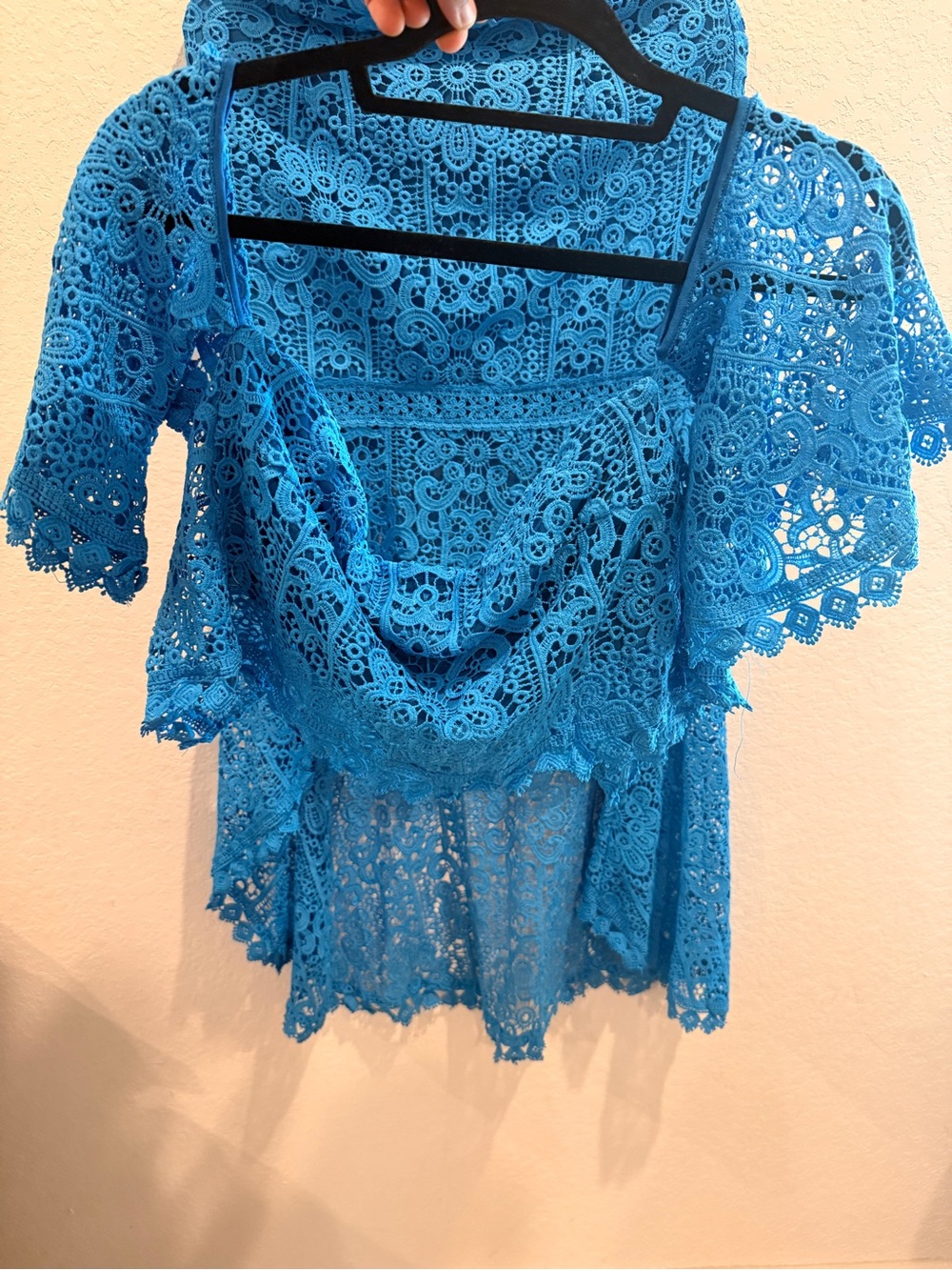 2 Piece Esley Turquoise Crochet Lace‎ Blouse